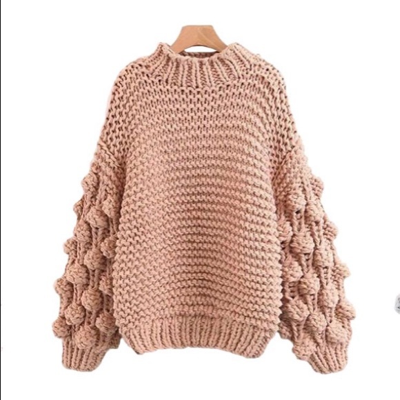 Goodnight Macaroon Sweaters - 'CLORA' POM POM SWEATER IN SAND